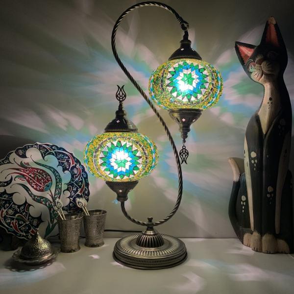 Retro Decor Turkish Lamp Colorful Cup Battery Powered Stained Glass mediterranean lamp(WH-VTB-22)