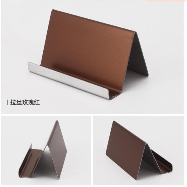 Light Weight Hairline Steel Surface shop Display Stands For Name Card