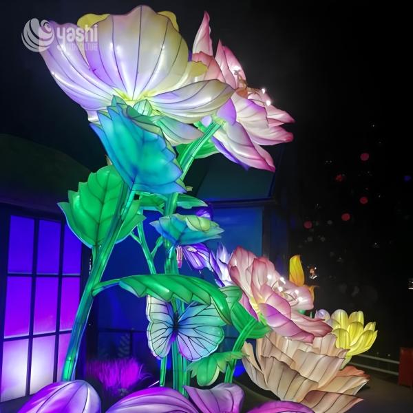 Garden Decoration Zigong Lantern Chinese Festival Glowing Peony Sculptures