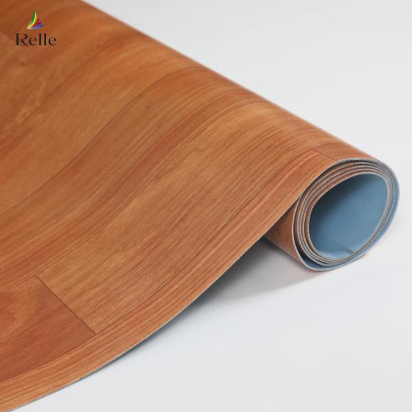 Restaurant Linoleum Flooring Rolls Wood Look UV Resistant Heterogeneous Sheet