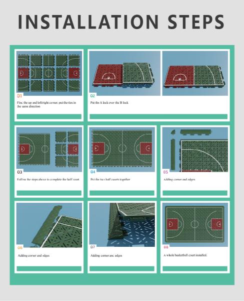 PP Interlocking Sports Floor Tiles for Basketball Court