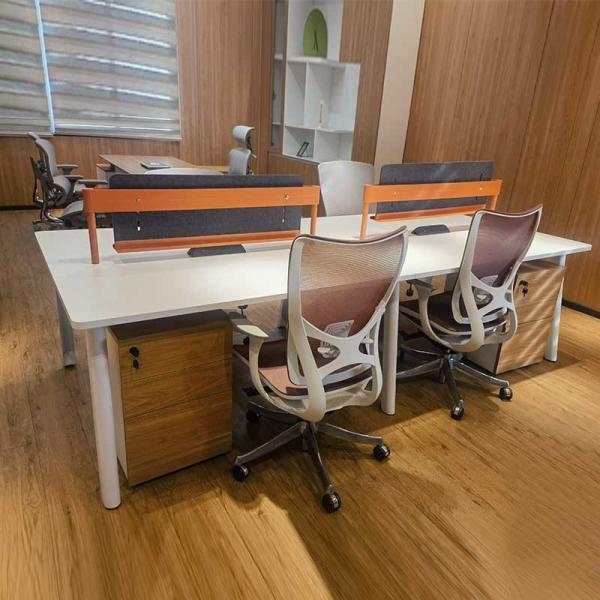 White Modular 4 6 Seater People Desk Open Staff Workstations For Office Furniture