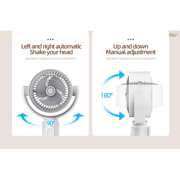 Adjustable Height 4000mA Portable USB Rechargeable Standing Fan With Timing Led Lamp Light