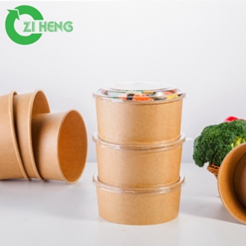 Mini Eco - Friendly Kraft Paper Bowls Disposable Heat Resistant For Hot Food