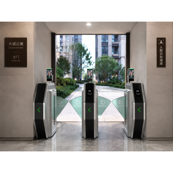 Community Flap Barrier With Visitor Management Entry/Exit Time Logging Facial Recognition And Infrared Sensor Detection