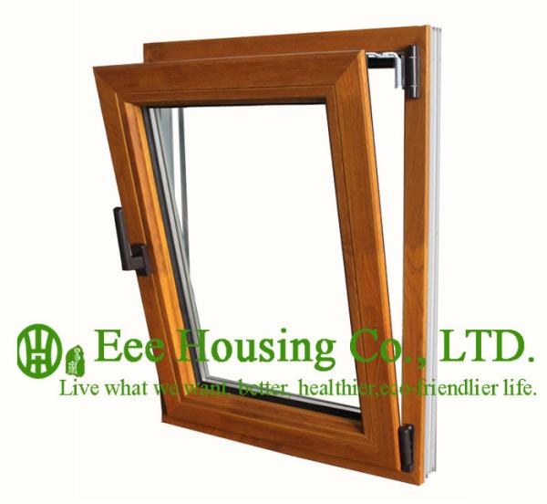 Tilt and Turn Wood Clad Aluminum Window with Insulating Double Glass For Villas/Apartment