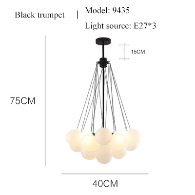 Bubble Chandelier 19/37 Balls Black Gold Chandeliers Mid Century Modern Glass Lamp(WH-MI-220)