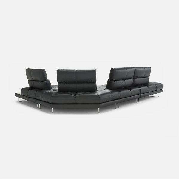 Italian All-leather Sofa Movable Modern Classic Corner Sofa Back Large Villa Luxury Leather Sofa