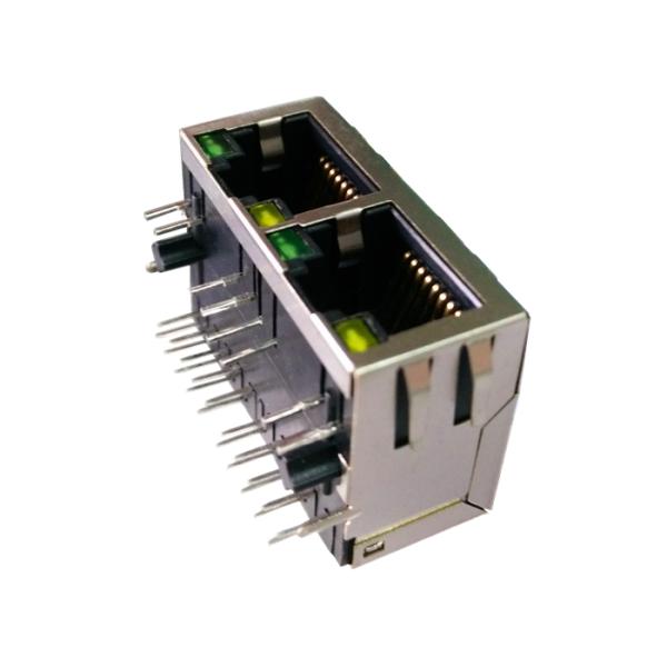 1840402-6 Dual Multi-port 1X2 MAG45 Modular Jack Gigabit Shielded With Leds