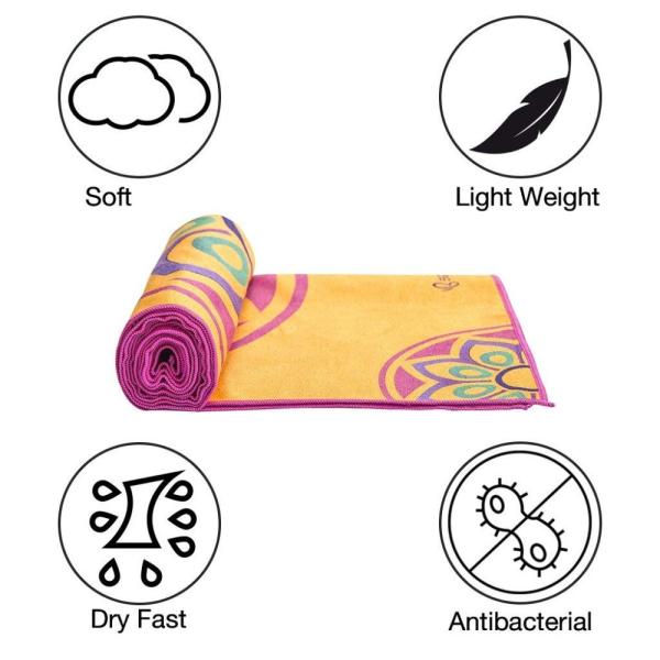 Double Sided Yoga Towel Custom Logo Rpet Microfiber Yoga Mat With Non Slip Silicone Microfiber Yoga Towel