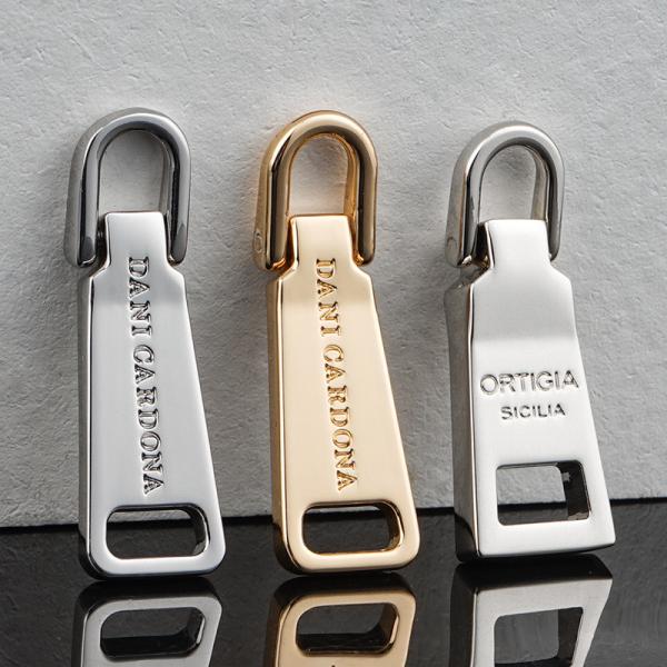 Golden Plated Alloy Metal Zipper Puller for Clothing Durable Zip Puller Slider for Bag