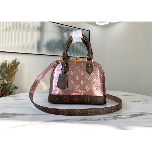 Sliver Shell Vernis Leather Womens Luxury Handbag Zipper Open