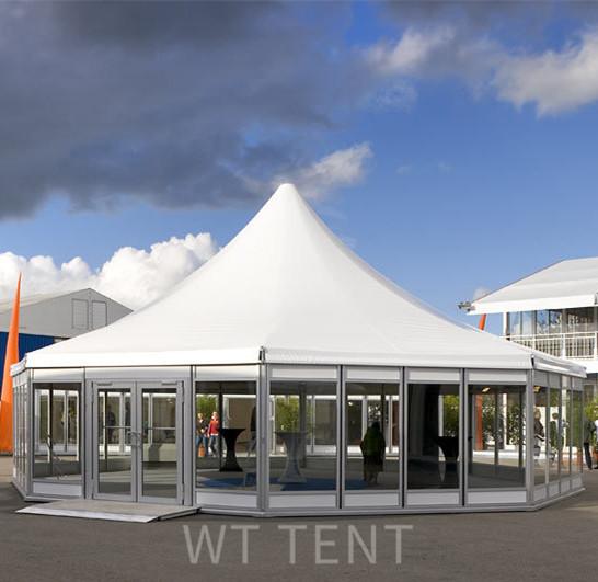 Commercial White Multi Sided Tent / Outdoor Pagoda Canopy Tent Glass Windows