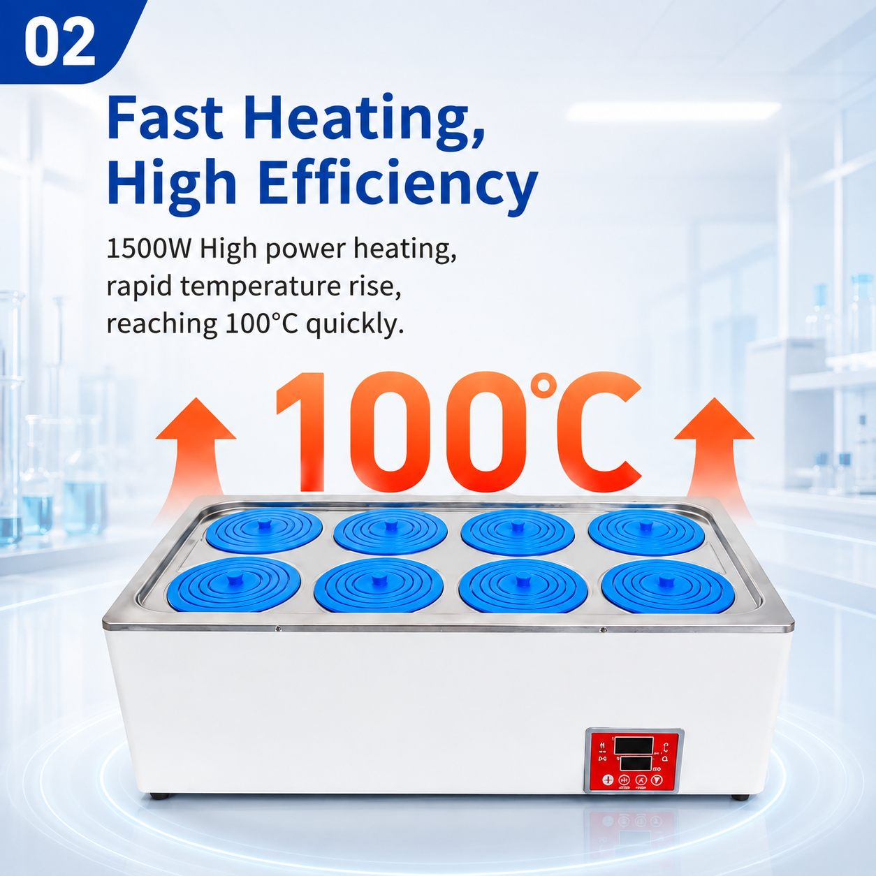 Cenlee Aquaculture Hygiene Education Lab Safe Heating HH-8 8-Hole PID Control 100°C Water-Shortage Protection Digital Water Bath