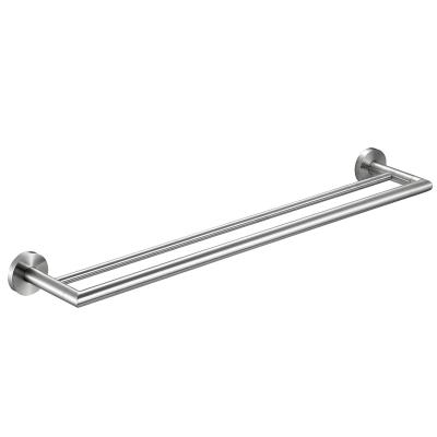 O suporte de aço inoxidável de toalha do trilho de toalha do dobro de SUS304 Chrome ajustou o cetim lustrado