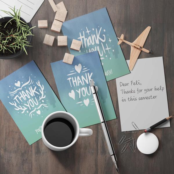 Festival Small Thank You Message Card CMYK Color Snow Christmas Greeting Postcard