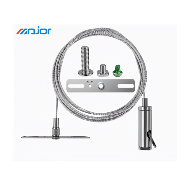 1.5mm Stainless Steel Cable Suspension Kit, Adjustable Wire Rope Gripper Hanging Set with Ceiling Bracket for LED Light / Glass Shelf