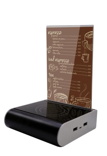 Trangle Shape Top Table Smartphone Charging Station Menu Power Bank With Acrylic Sheet