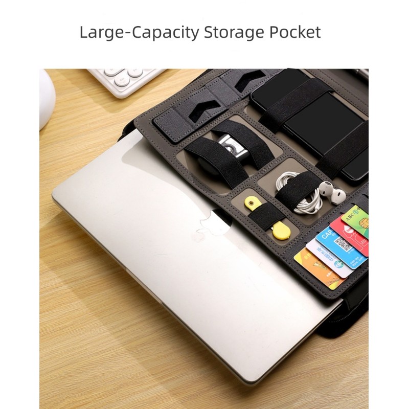 A4 Leather Zipper Business Portfolio Folder Personalized 8000mAh Charging