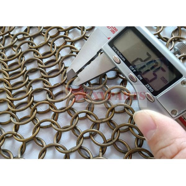 2.0x20mm Antique Bronze Welded Metal Ring Mesh Curtain For Architectural Designs