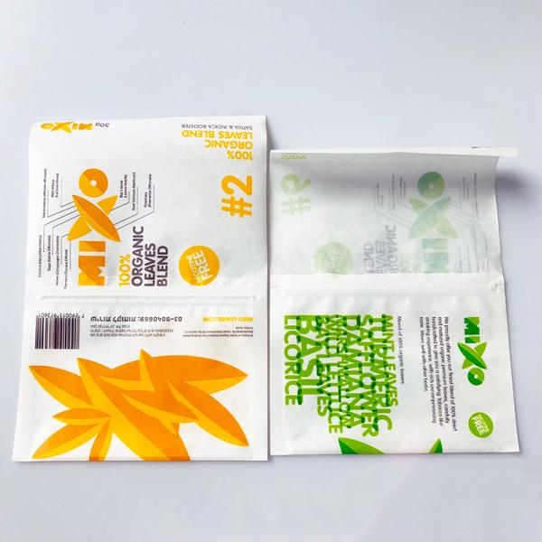 Smell Proof Tobacco Leaf Pouch Ziplock Bag Eco Friendly Kraft Paper