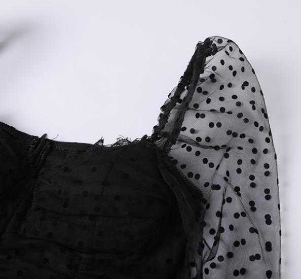 Сетки точки польки изготовленных на заказ женщин Китая фабрики одежды платье сексуальной длинное Sleeved