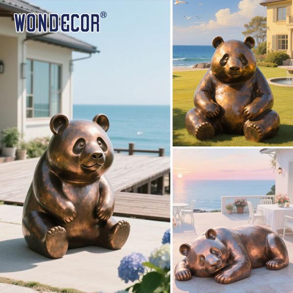 Famous Animal Casting Life Size Outdoor Garden Statue Bronze Panda Sculpture