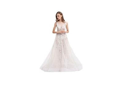 Classical White Party Dresses For Women , Lace Appliqued Long Evening Dresses