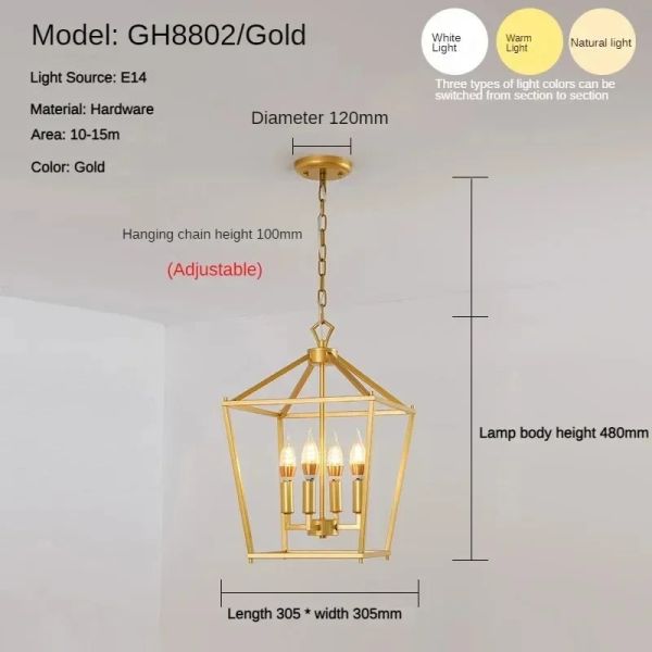 Loft Vintage Iron Birdcage Pendant Light Modern  Darlana Linear Lantern Chandelier（WH-AP-640）