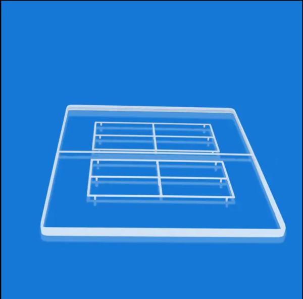 JGS2 2.2g/cm3 Customizable Grooved Rectangular Quartz Glass Plate With Surface To Fulfill Customer's Requirement