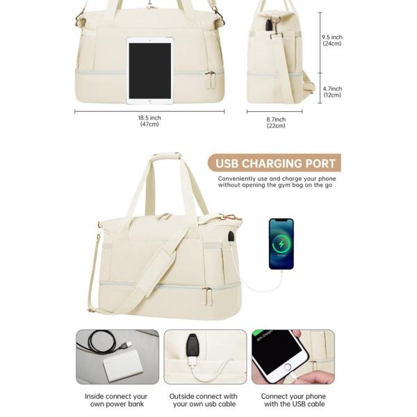 Custom Logo Women Duffel Weekender Bag Sports Tote Bag Foldable Waterproof