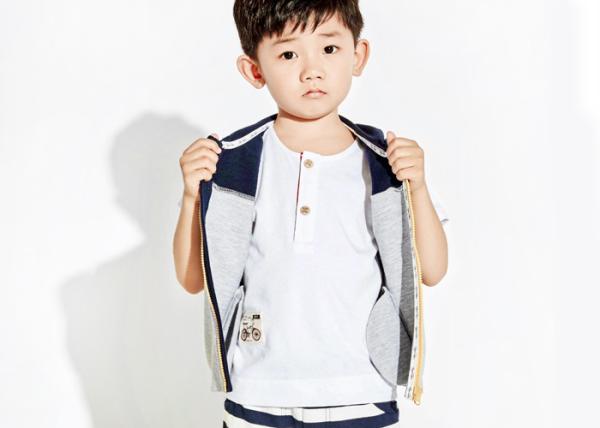 Spring / Fall Kids Boys Clothes Boys Zip Up Hoodies Sleeveless Vest Outfits
