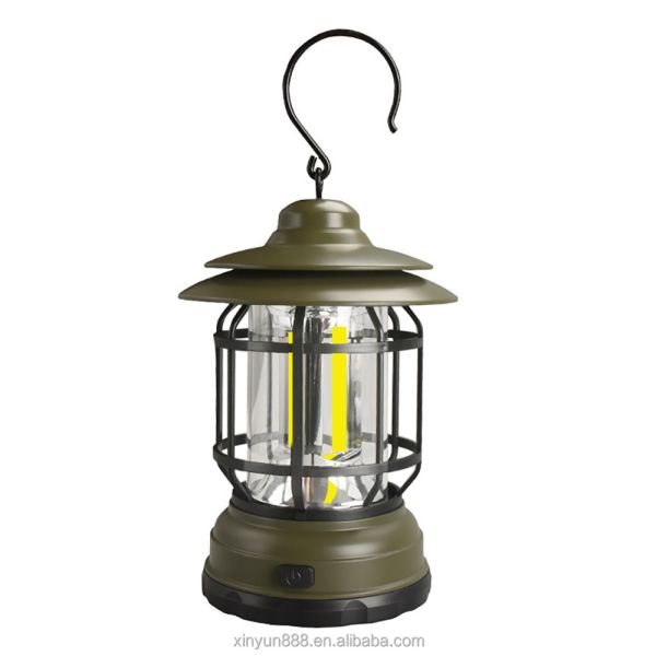 2024 Hot Selling Outdoor Camping Tent Lamp Multifunctional Retro Hanging Horse Lamp Cob Emergency Dry Battery Portable Lamp