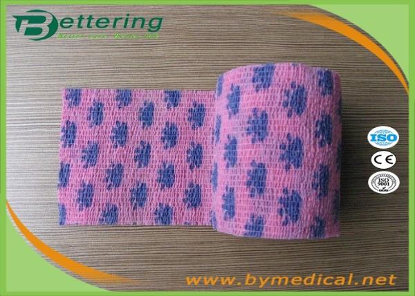 Non Woven Self Adhesive Bandage Roll , Coflex Pink Cohesive Tape For Dog / Cat / Horse