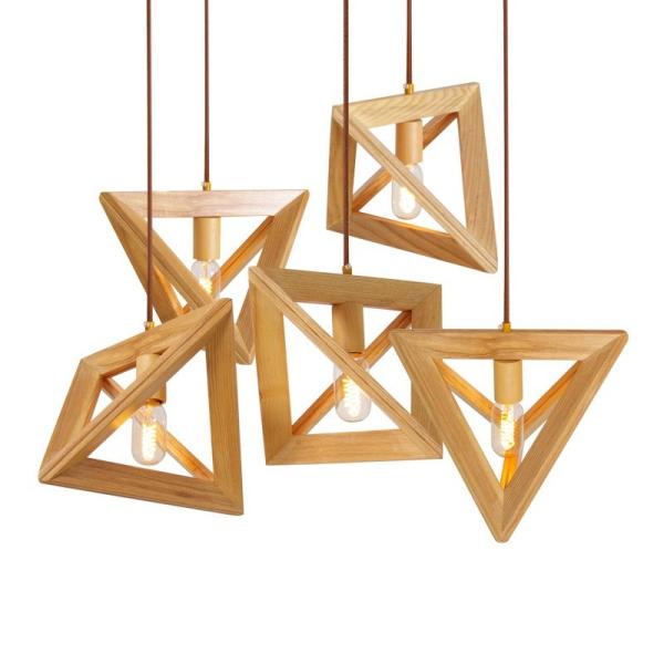 Triangle rectangle wood Pendant Hanging Lights For Indoor Home Kitchen Dining room (WH-WP-14)