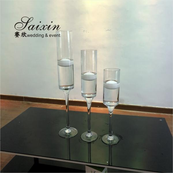 ZT-007T Conjunto de vaso de vidro de caule longo porta-vidro de vela flutuante para decoração de casamento