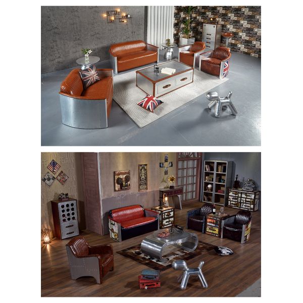 Nidea #8901 Vintage Industrial Classic Aluminum for Lounge Chair for Home Office & Living Room Adjustable Height Retro Style Furniture