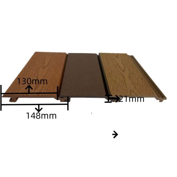 148x21mm Durable WPC Cladding Embossed Brushed Wood Plastic Composite Cladding