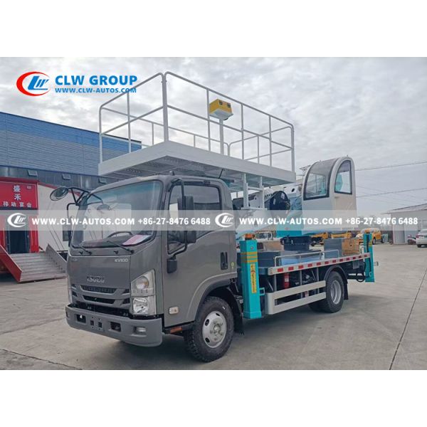 Isuzu KV100 4x2 23-Meter Aerial Work Platform Truck with 300kg Stainless Steel Platform and CAN Bus & Wireless Remote Control