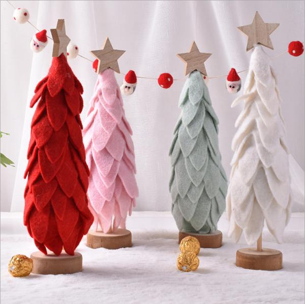 Wool Felt Material Christmas Ornament Crafts Custom Logo With Big Leaf Decoration