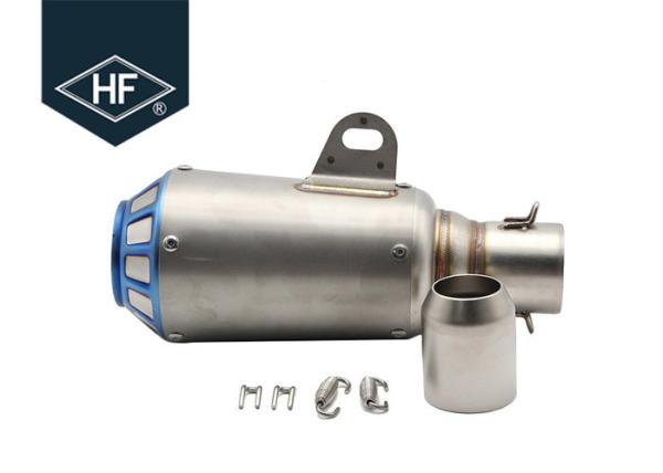 Round Short Motorcycle Exhaust Muffler Pipes With Straight Through Perforated Core