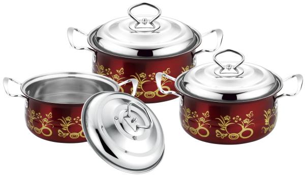 6 pcs kitchen cookware set &cookwere set stainless steel &  16/18/20cm colorful induction cookware set