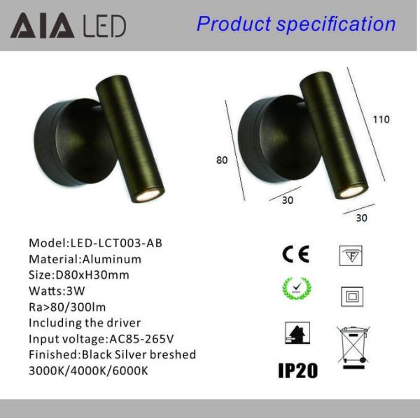 Contemporary bed board led wall light adjustable 3W bedside wall lights headboard wall light for hotel