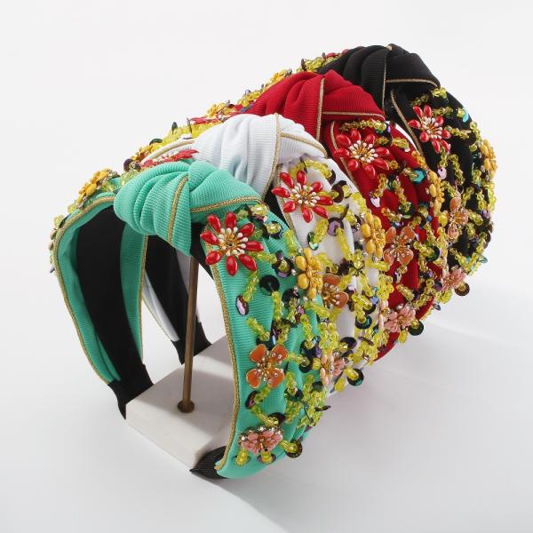 Fashion new elegant bow with diamond-encrusted headband personality luxury cloth heavy foreman hoops