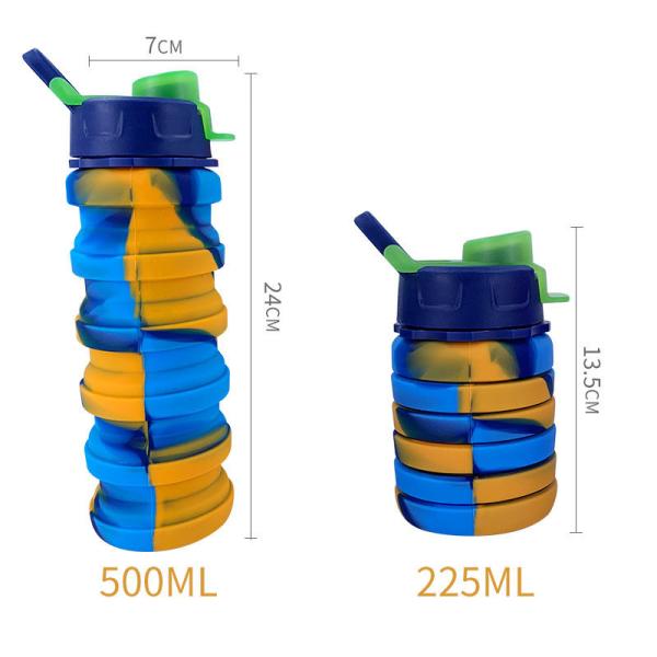 Portable Water Bottle for Fitness and Riding Creative Camouflage Silicone Folding Mug