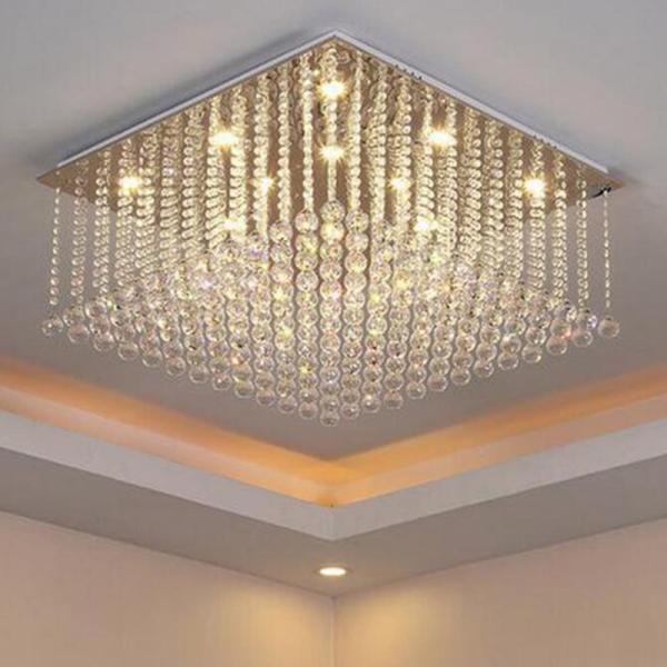 Square Flush Mount Crystal Chandelier For Luxury Living Room Crystal Chandeliers(WH-CA-95)