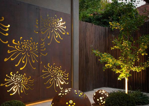 o laser de aço de Corten dos ornamento do jardim do metal do teste padrão do crisântemo de 3mm cortou os painéis