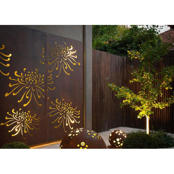 External Decorative Corten Steel Garden Screens With Chrysanthemum Pattern