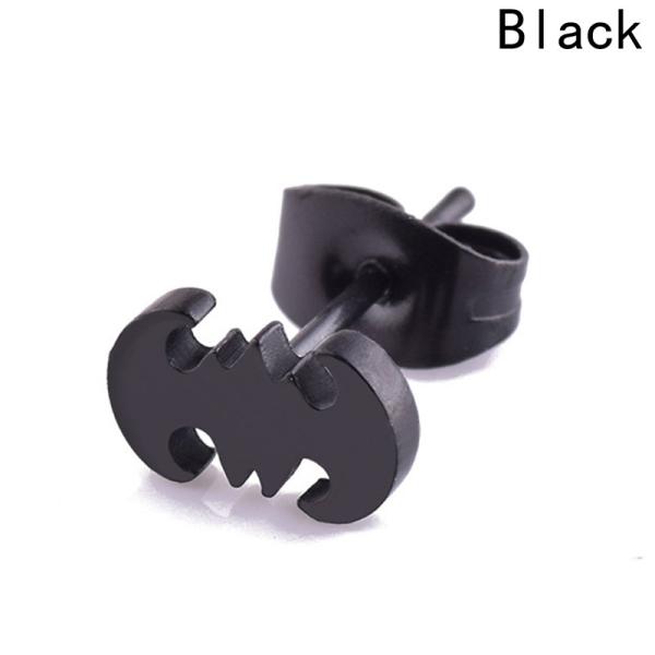 Punk Silver Gold Black Stainless Steel Batman Stud Earrings Cute Brincos Barbell Jewelry For Men Women
