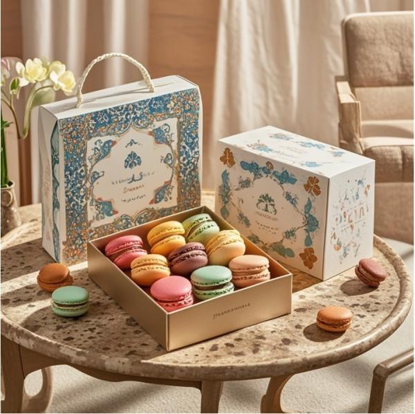Low MOQ Customized Luxury Logo Paper Macaron Packaging Box with Divider Paper Packaging Macaron Gift Box
